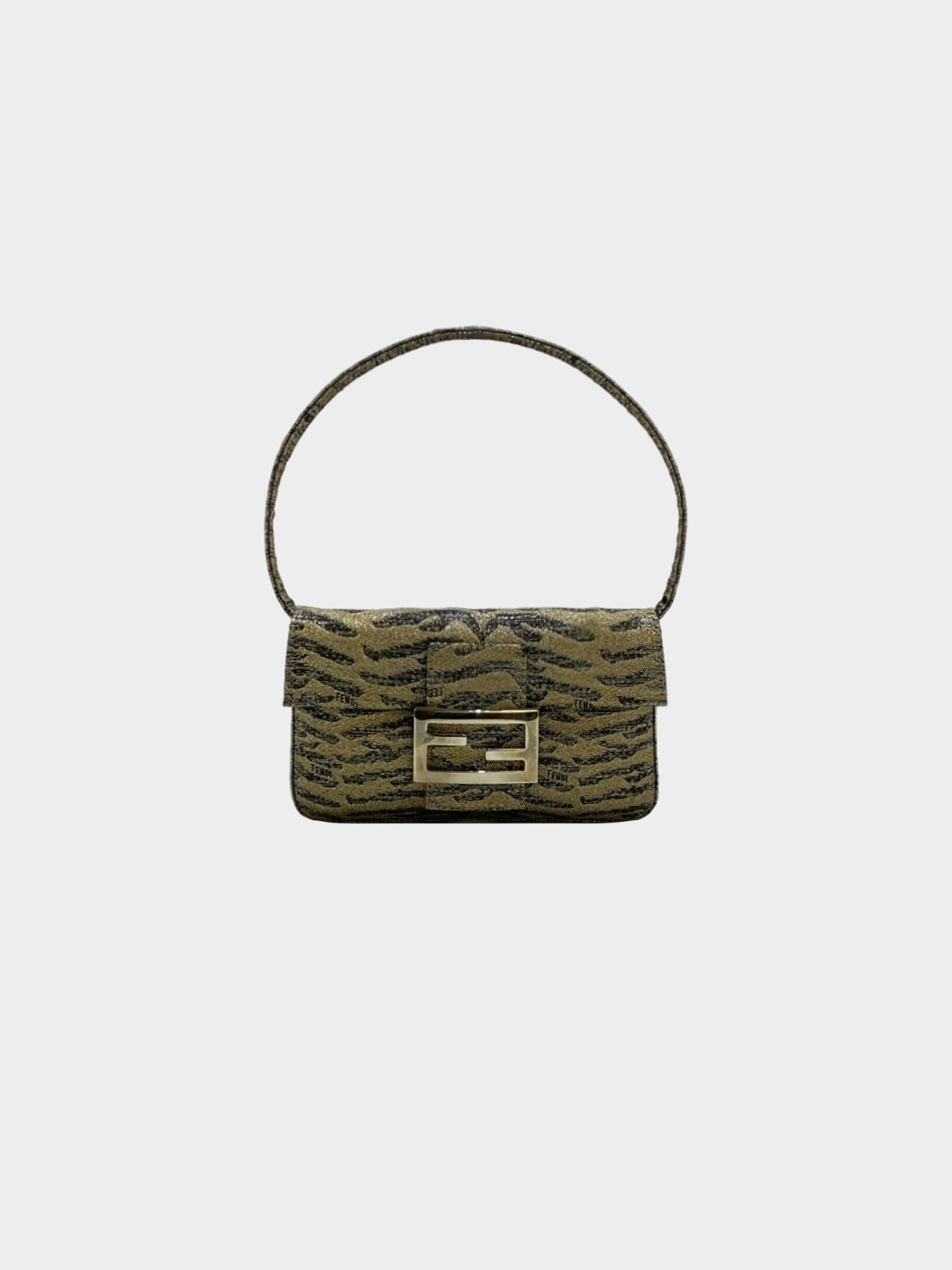 Fendi 2000s Rare Gold and Navy Glitter Tiger Print Mini Bag