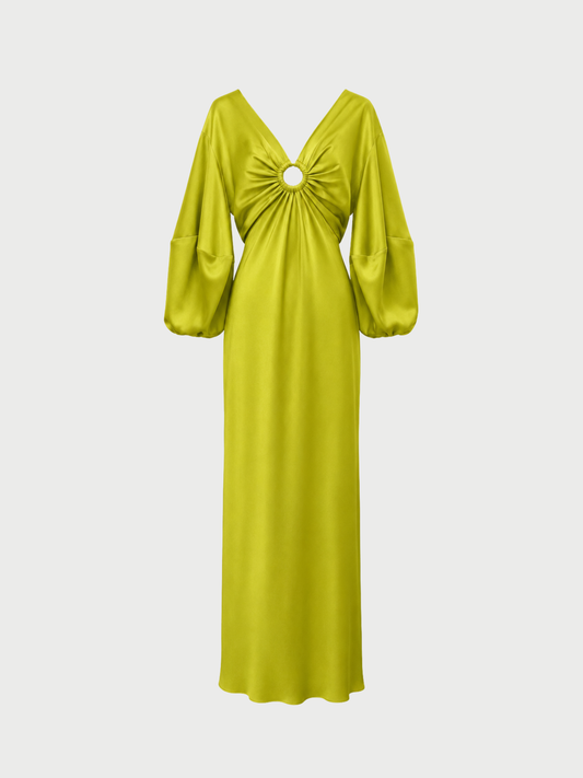 Stella McCartney 2010s Chartreuse Green Satin Gown