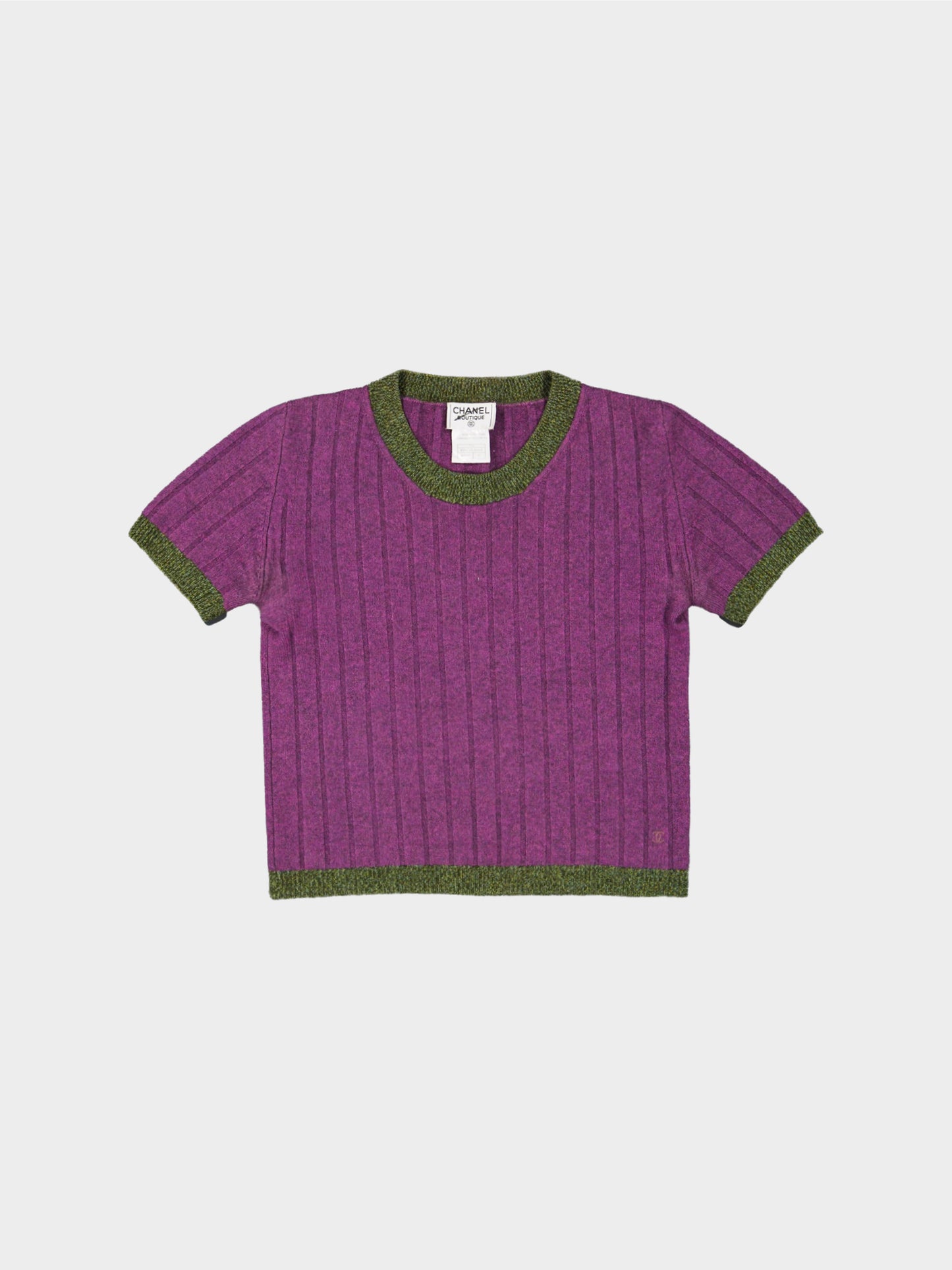 Chanel by Karl Lagerfeld FW 1997 Two-tone Cashmere Cropped Top