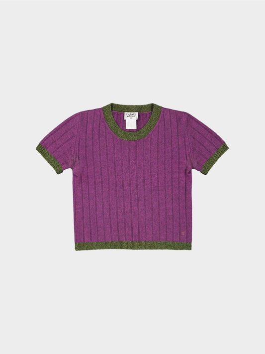 Chanel by Karl Lagerfeld FW 1997 Two-tone Cashmere Cropped Top