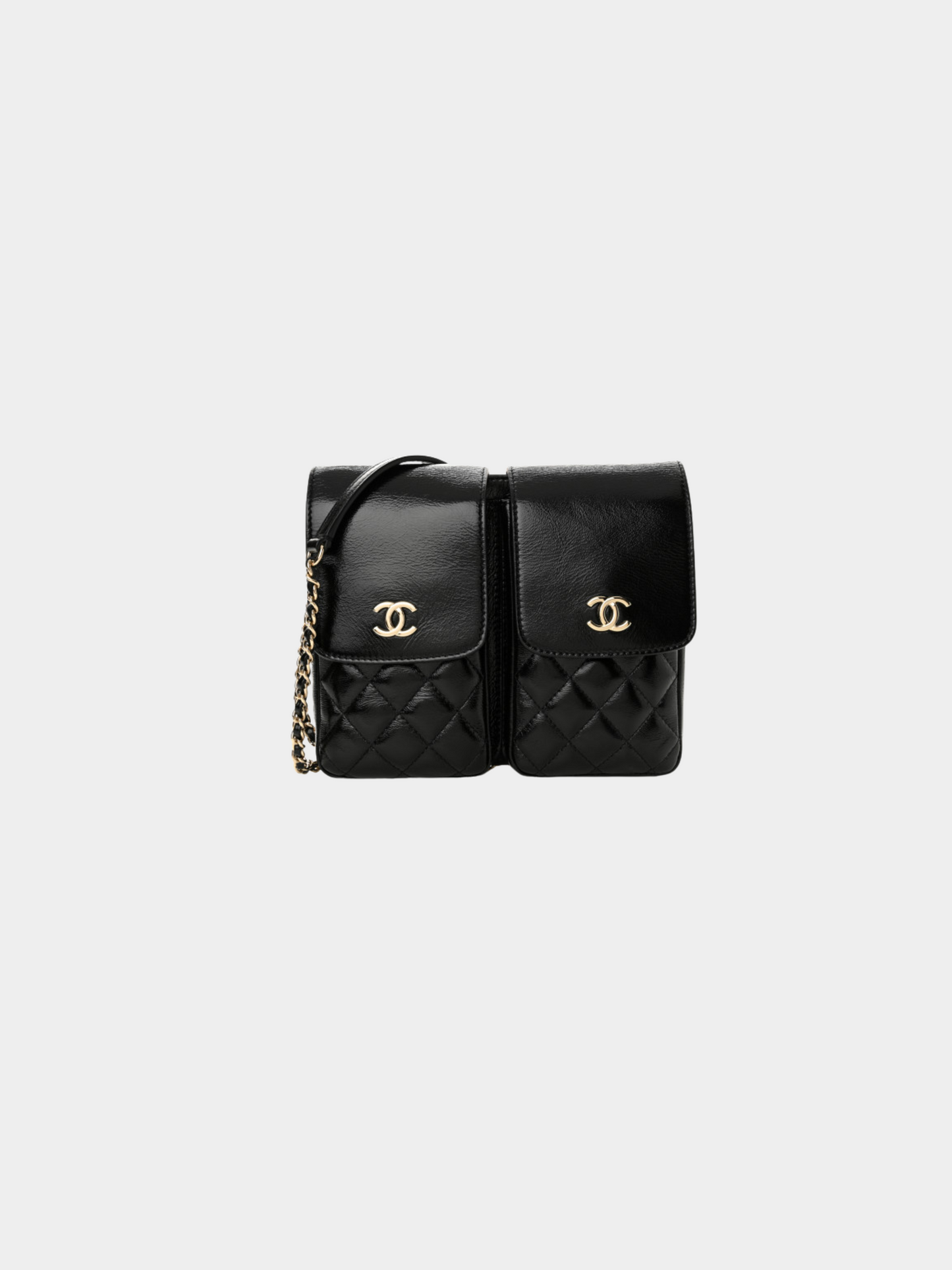 Chanel 2020s Black CC Double Pocket Flap Crossbody Bag