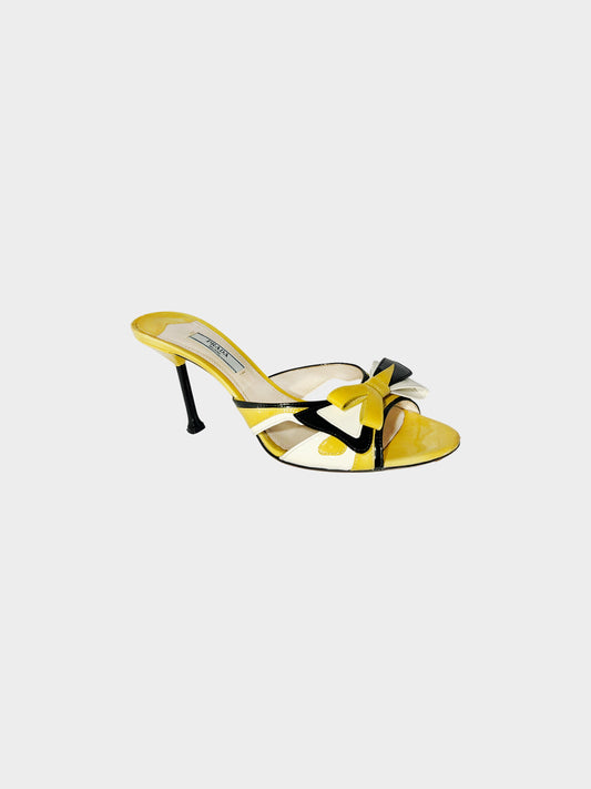 Prada 2012 Yellow Bow Patent Leather Heels