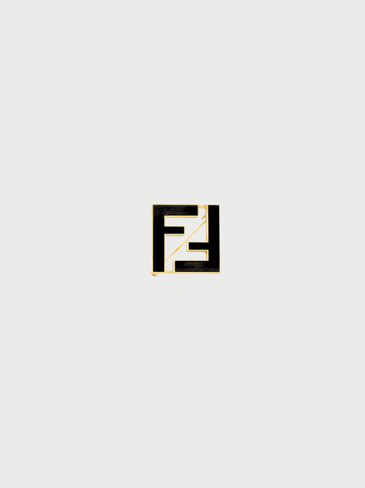 Fendi 2000s Gold Plated Metal Logo Brooch