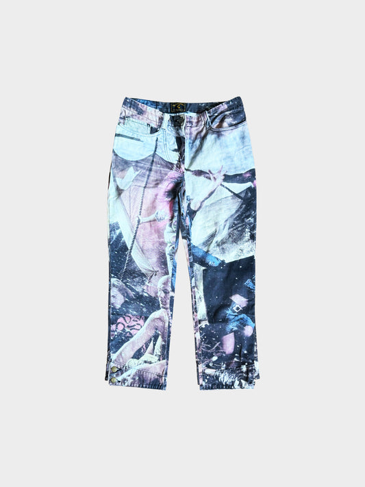 Vivienne Westwood Anglomania 1998 Historical Graphic Print Straight Leg Jeans