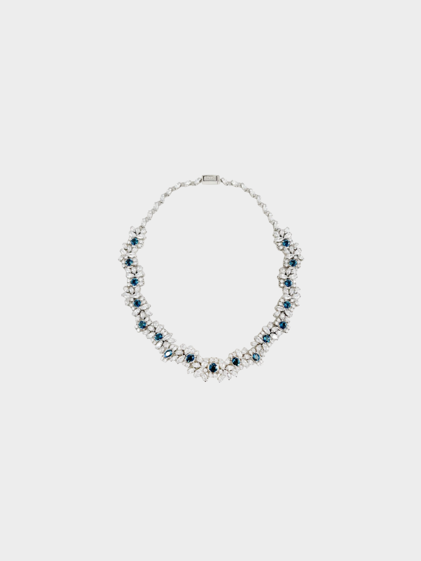 Prada 2020s Clear Sapphire Crystal Floral Necklace