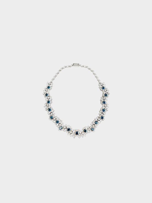 Prada 2020s Clear Sapphire Crystal Floral Necklace
