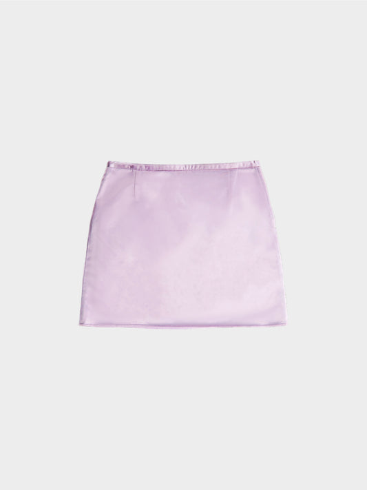 Miu Miu SS 1998 Lilac Satin Mini Skirt with Fleece Lining