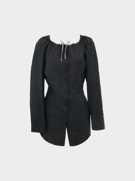 Jean Paul Gaultier 2000s Black Collarless Jacket