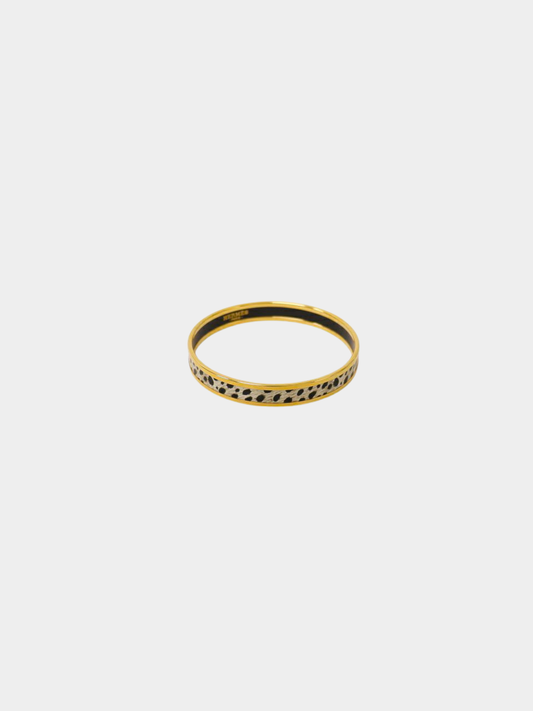 Hermès 2000s Gold Leopard Enamel Bangle PM