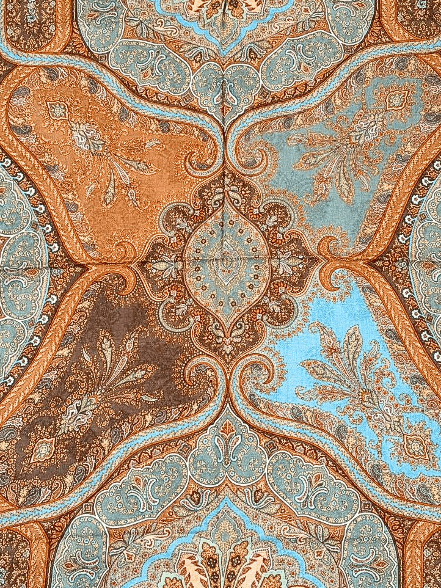Etro 2000s Blue and Orange Paisley Scarf