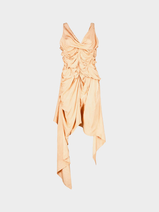 Jean Paul Gaultier SS 2004 Runway Beige Pink Corseted Asymmetrical Dress