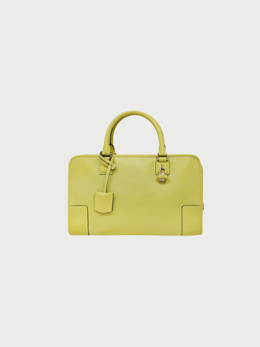 Loewe 2000s Lime Green Leather Amazona 36 Structured Bag