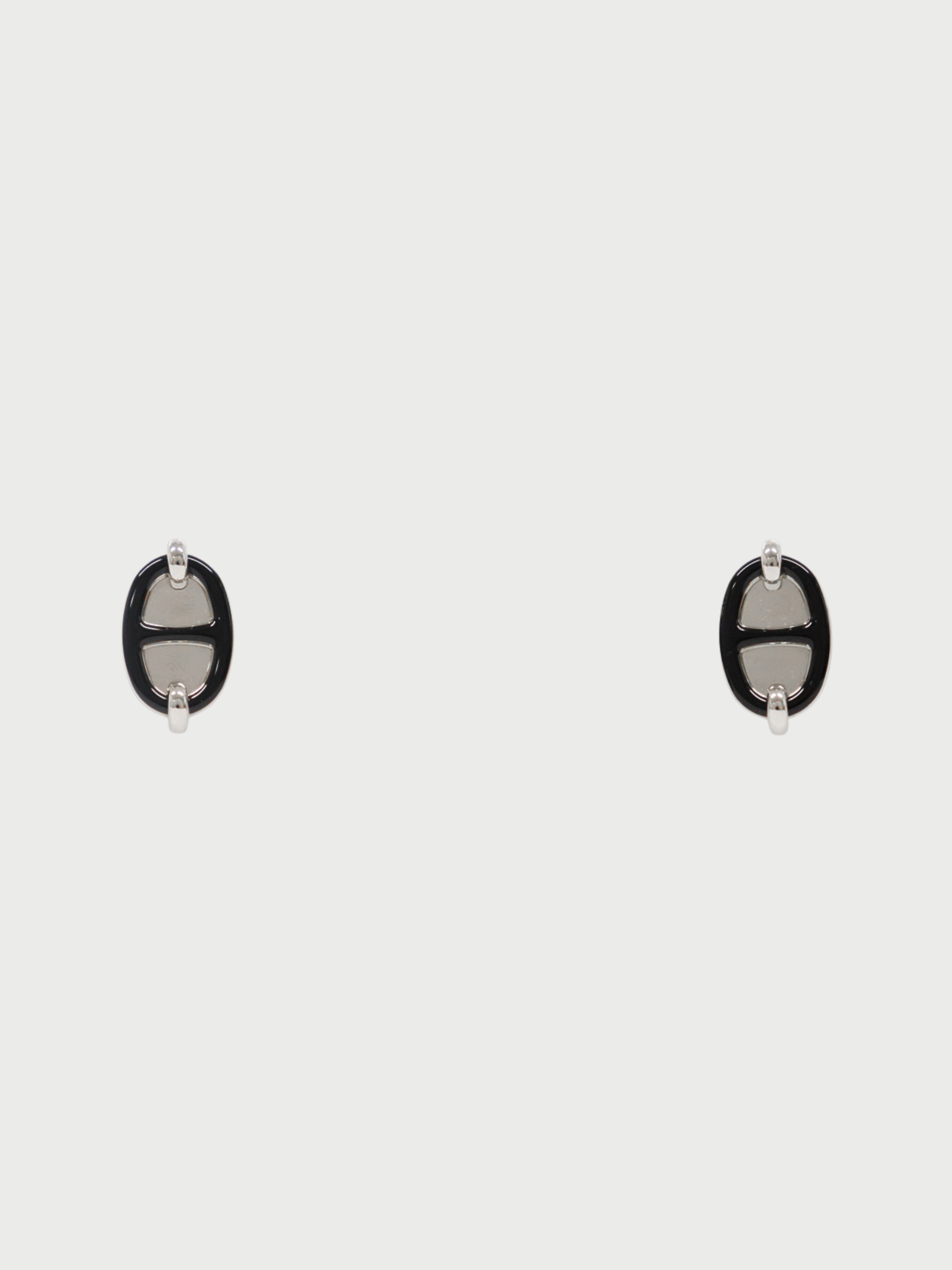 Hermès 2000s Silver Black Plated Metal Mini Maillon Earrings