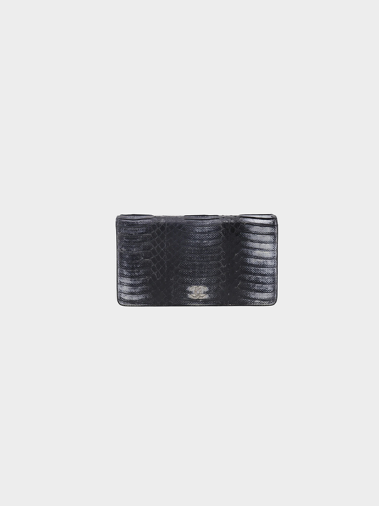 Chanel 2010s Gray Python COCO Mark Wallet