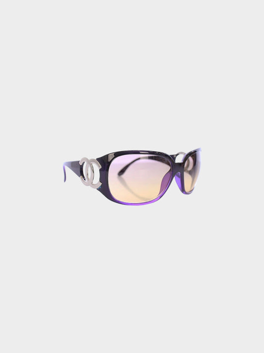 Chanel 2000s Gradient Purple CC Oversized Sunglasses