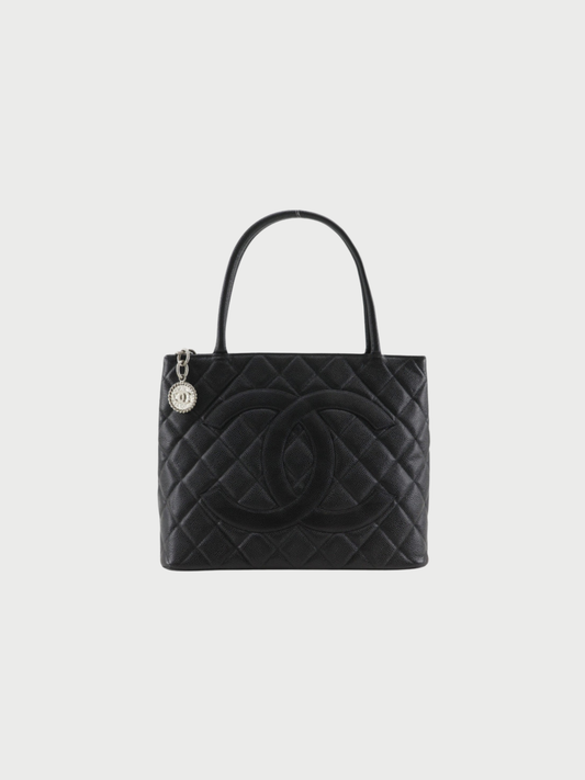 Chanel 2000s Black Caviar Leather Reissue Tote Bag