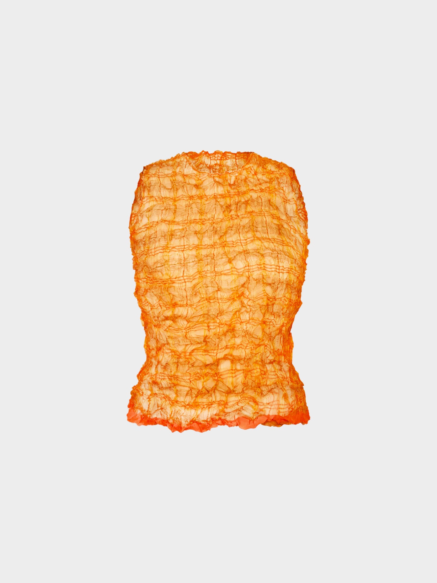 Issey Miyake 1990s Orange and Gold Checkered Pleated Top