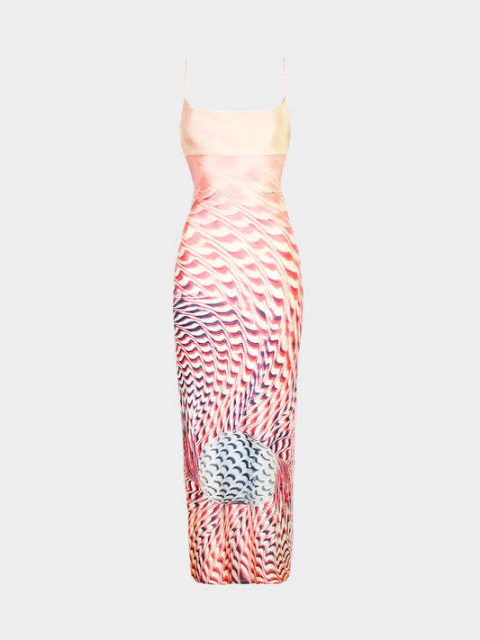 Roberto Cavalli SS 2001 Pink Psychedelic Zebra Print Maxi Dress