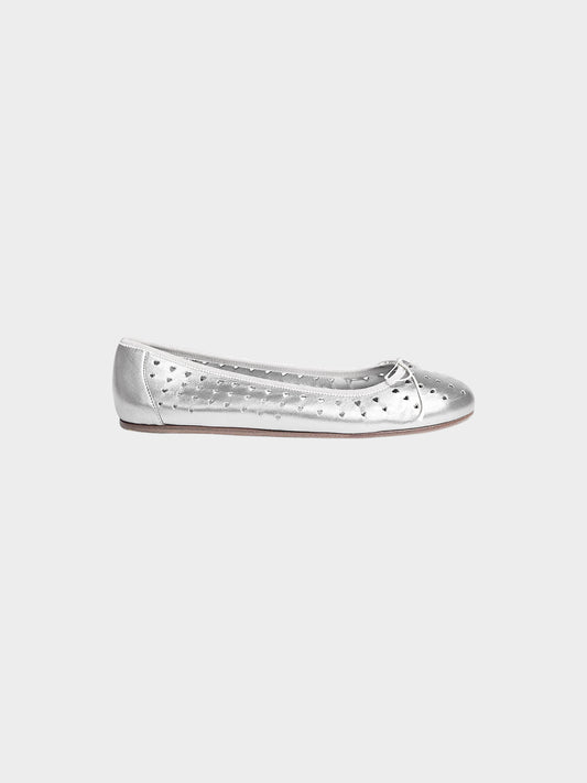 Prada 1990s Silver Heart Ballerina Flats