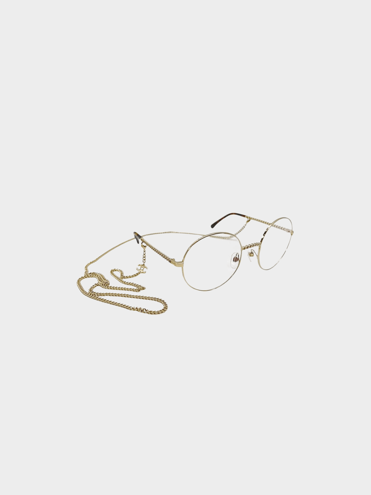 Chanel 2020s Gold Round Metal Strap Eyeglasses