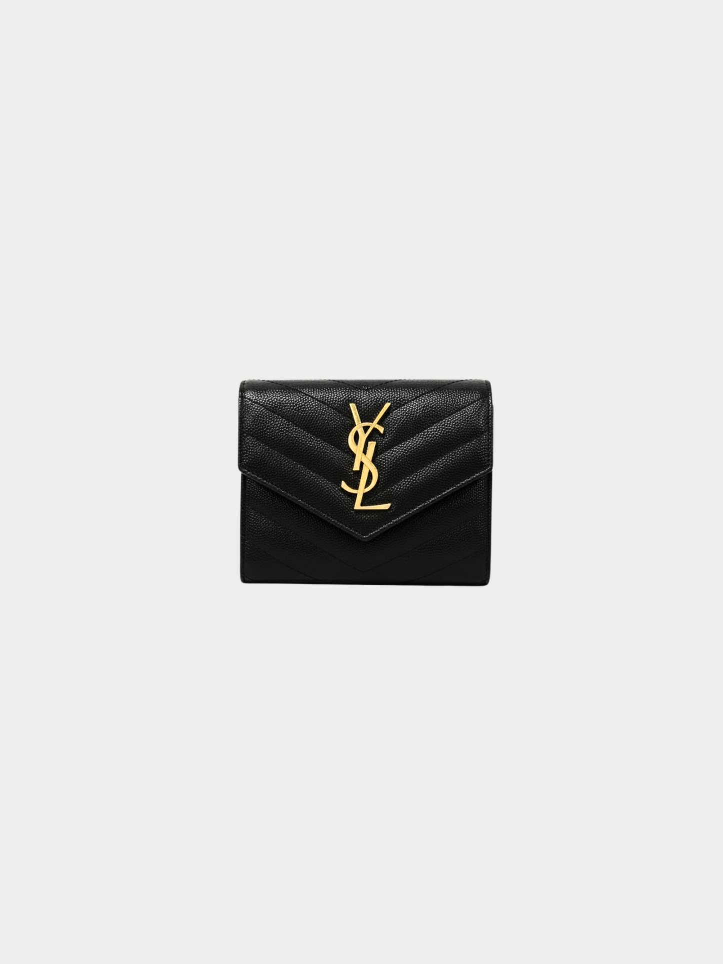 Yves Saint Laurent 2010s Black Cassandra Compact Wallet