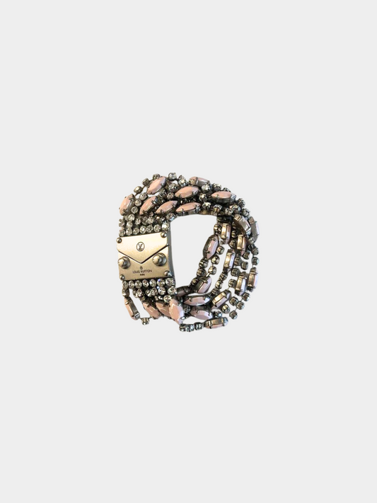 Louis Vuitton 2010s Silver Multistrand Crystal Bracelet