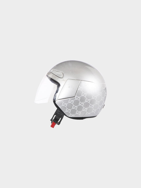 Gucci by Tom Ford 1997 Silver Fiber Glass 'Guccissima Crash' Helmet
