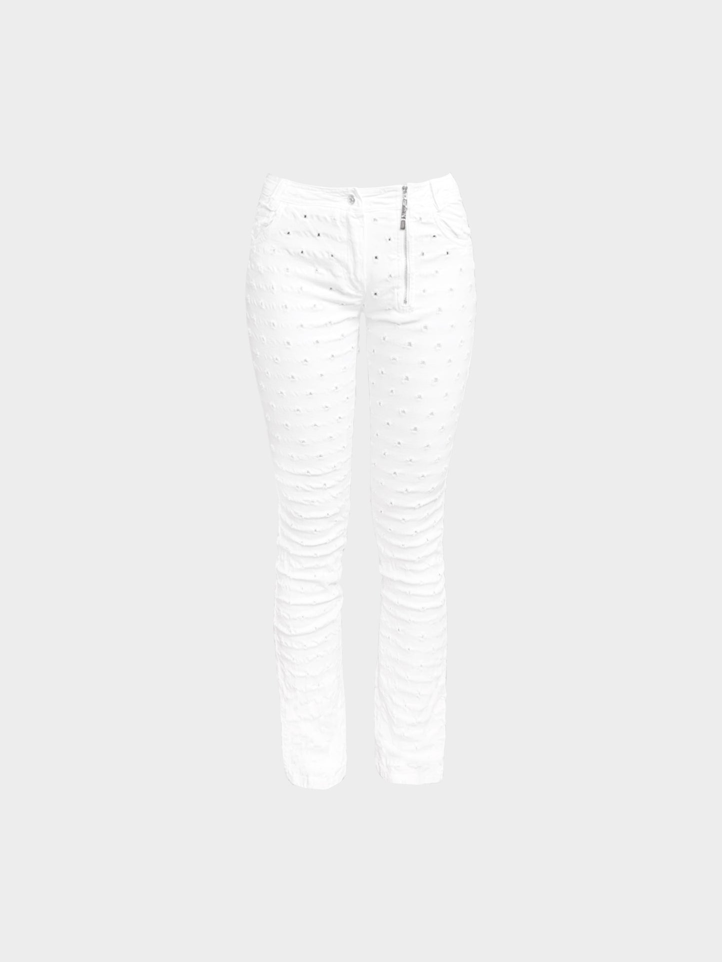 Christian Dior by John Galliano FW 2004 White Distressed Straight Leg Jeans