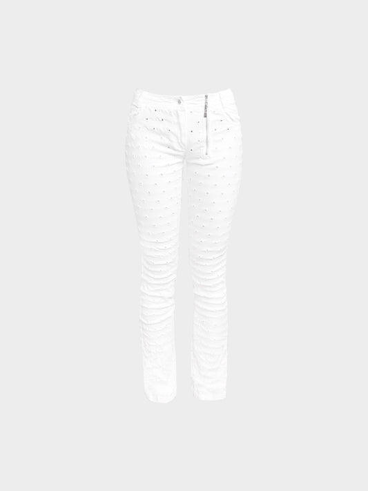 Christian Dior by John Galliano FW 2004 White Distressed Straight Leg Jeans
