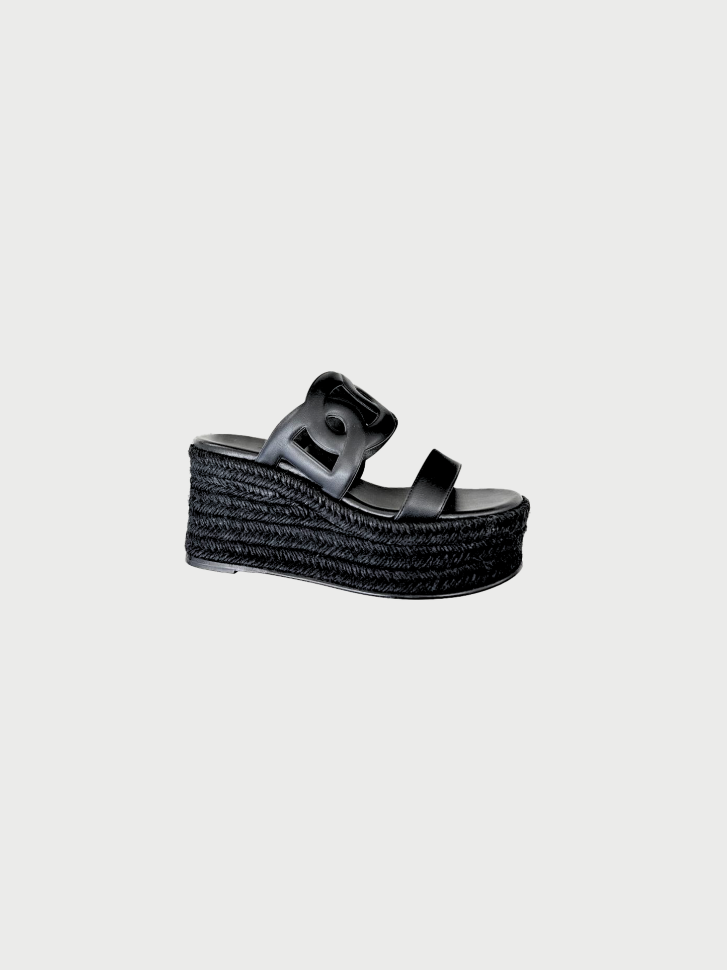 Hermès SS 2024 Black Leather Ithea 30 Espadrille Sandals