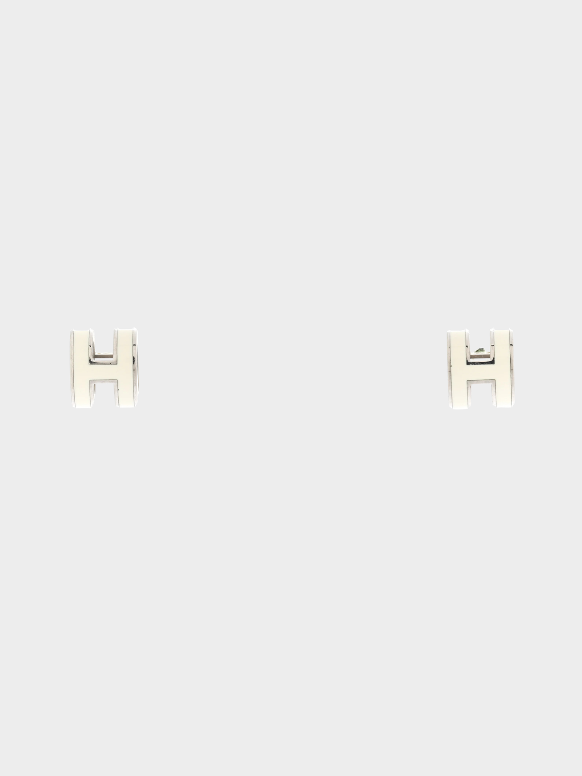 Hermès 2020s White Palladium-Plated Mini Pop H Stud Earrings
