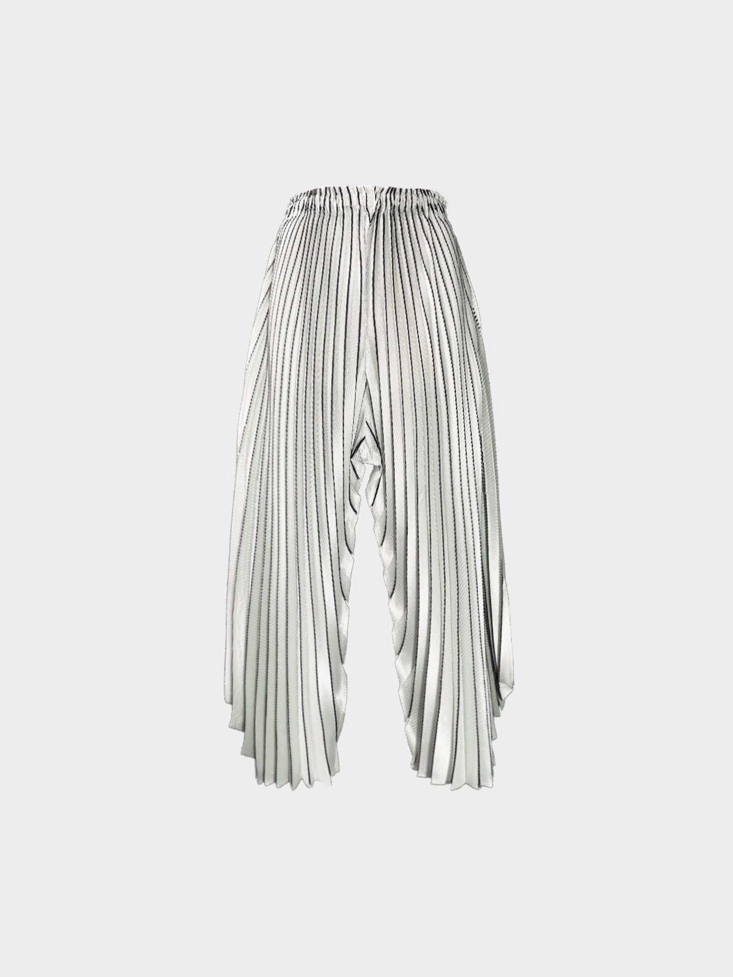 Issey Miyake SS 2018 White and Black Pleated Wide Pants