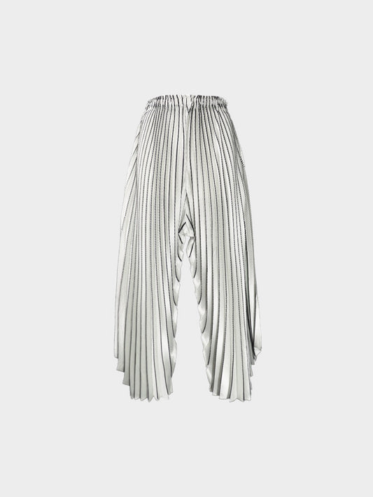 Issey Miyake SS 2018 White and Black Pleated Wide Pants