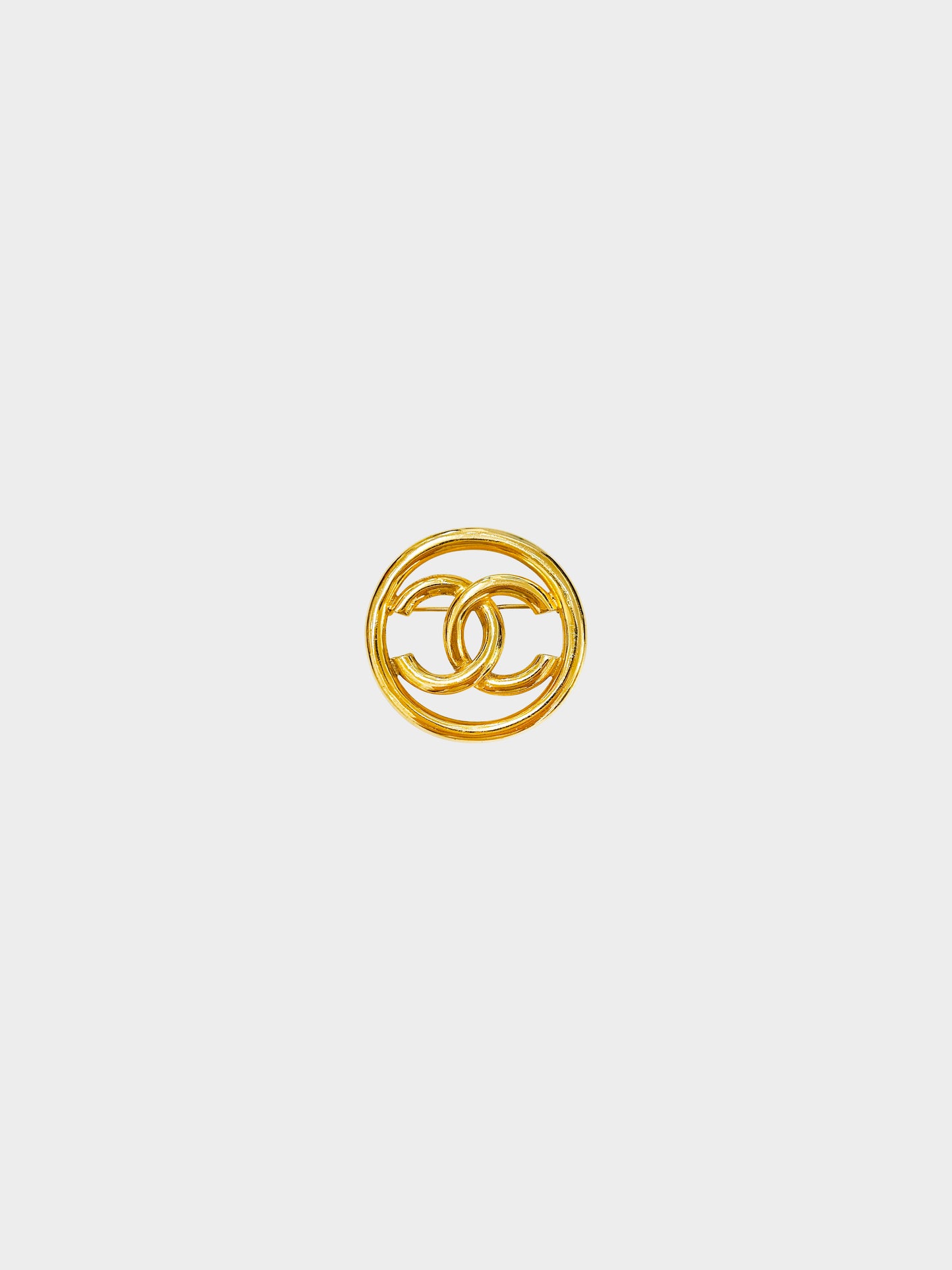 Chanel SS 1993 Gold Circle CC Logo Brooch