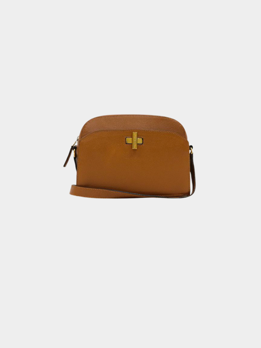Celine 1990s Camel Logo Turn-Lock Leather Shoulder Bag
