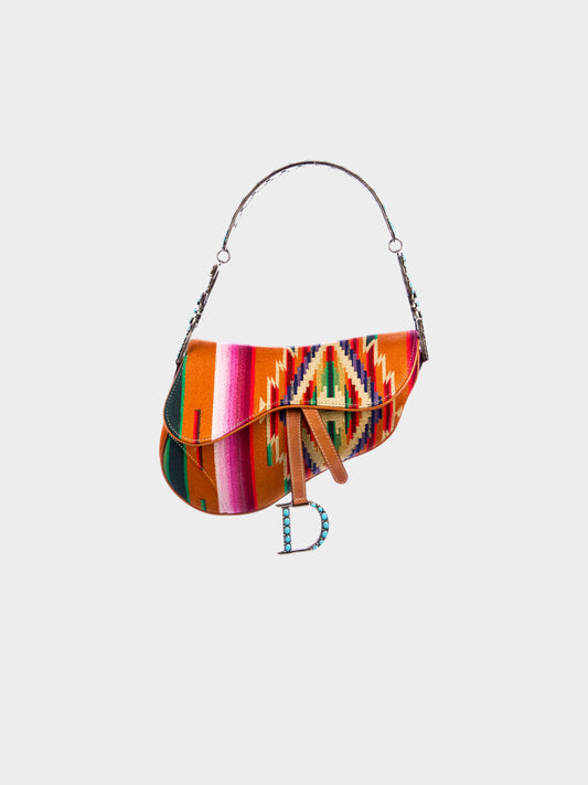 Christian Dior by John Galliano 2007 Limited Edition Mexico Abstract Pattern Saddle Bag
