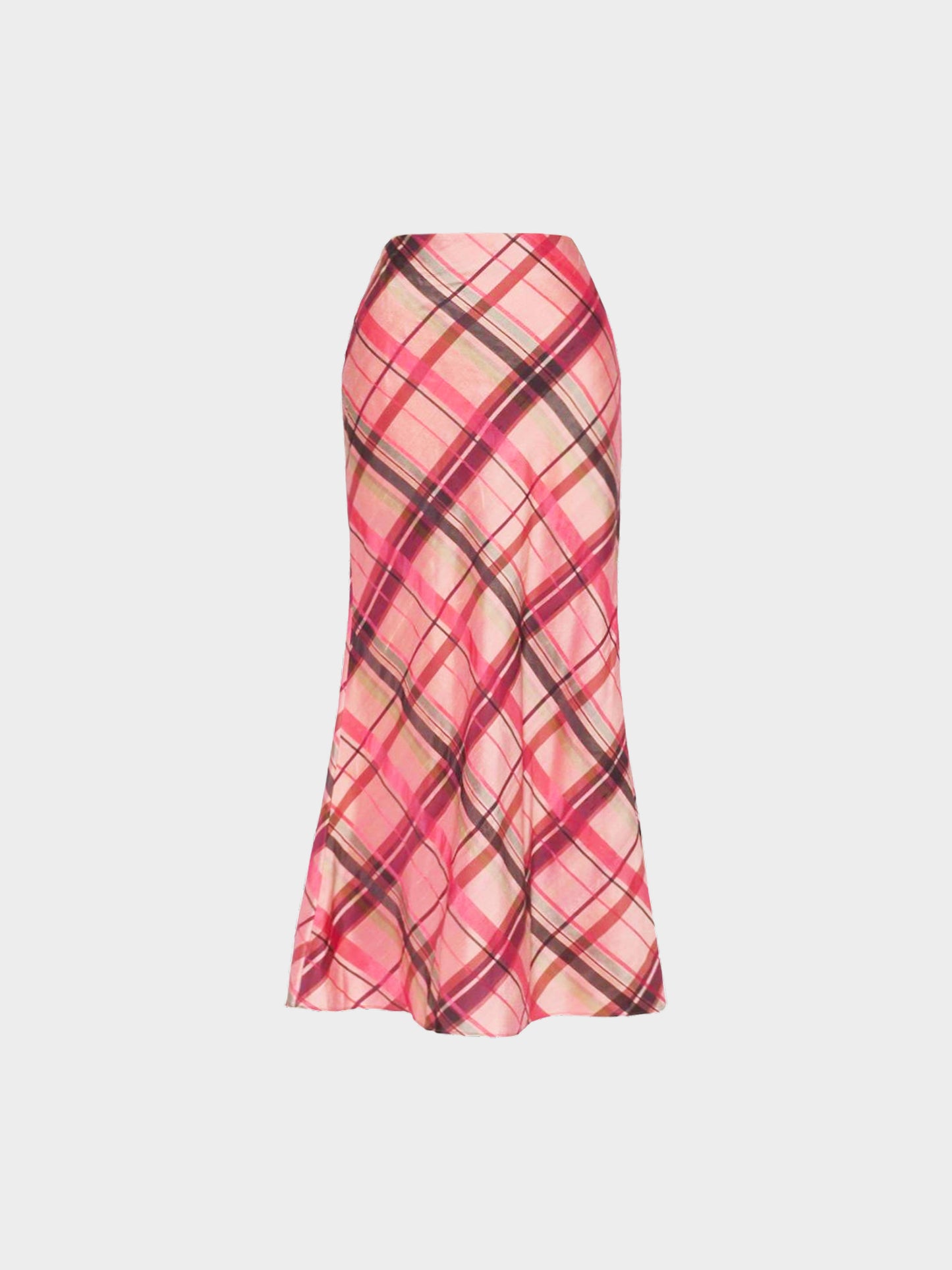 Yohji Yamamoto SS 2013 Pink Check Pattern Print Silk Skirt