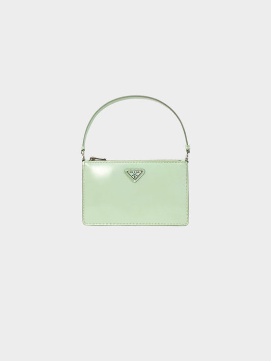 Prada 2019-2023 Green Brushed Leather Shoulder Bag