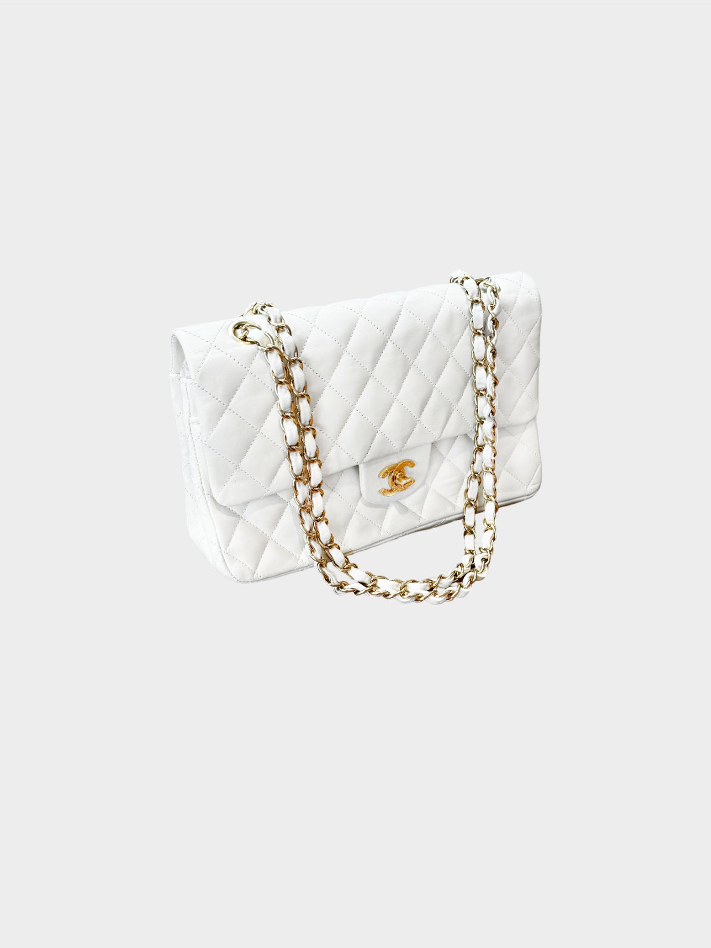 Chanel 2000s White Lambskin Leather Flap Bag