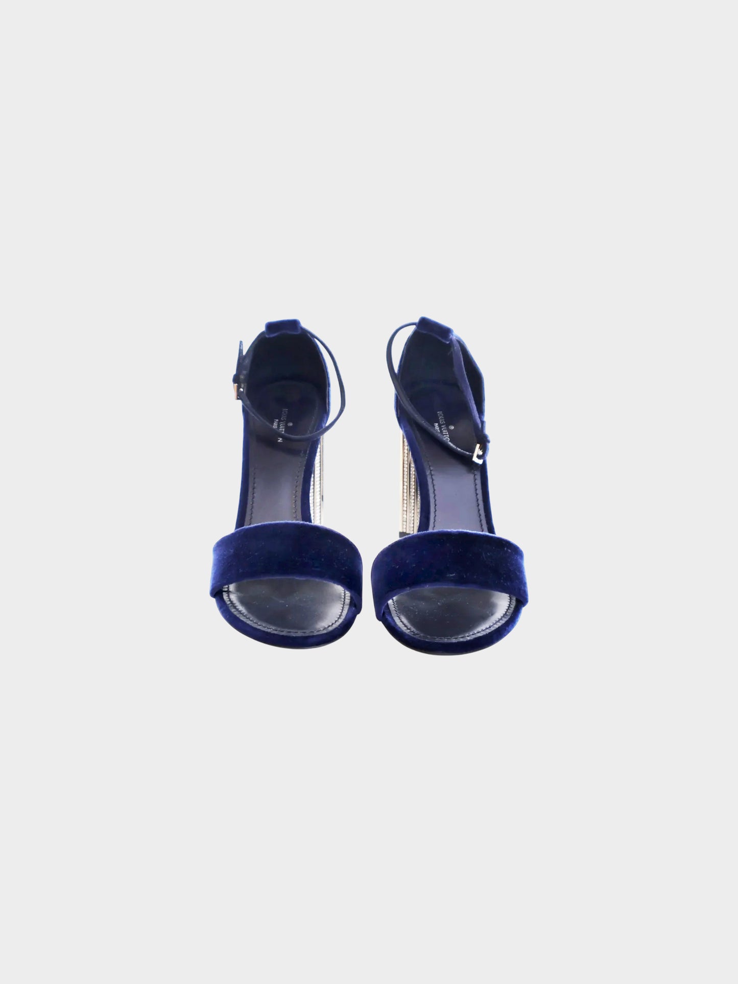 Louis Vuitton 2018 Navy Blue Velvet Silhouette Crystal Embellished Heels