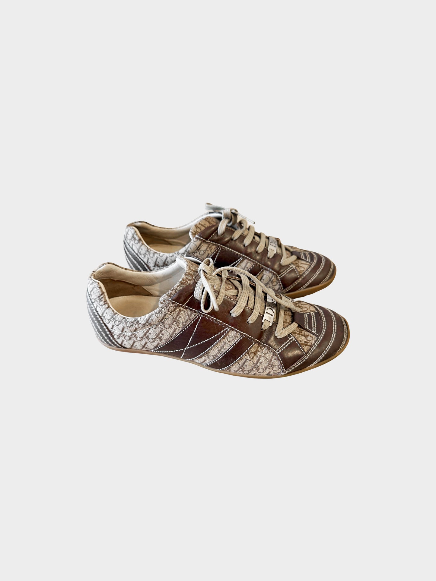 Christian Dior 2000s Brown Diorissimo Monogram Canvas and Leather Trim Sneakers