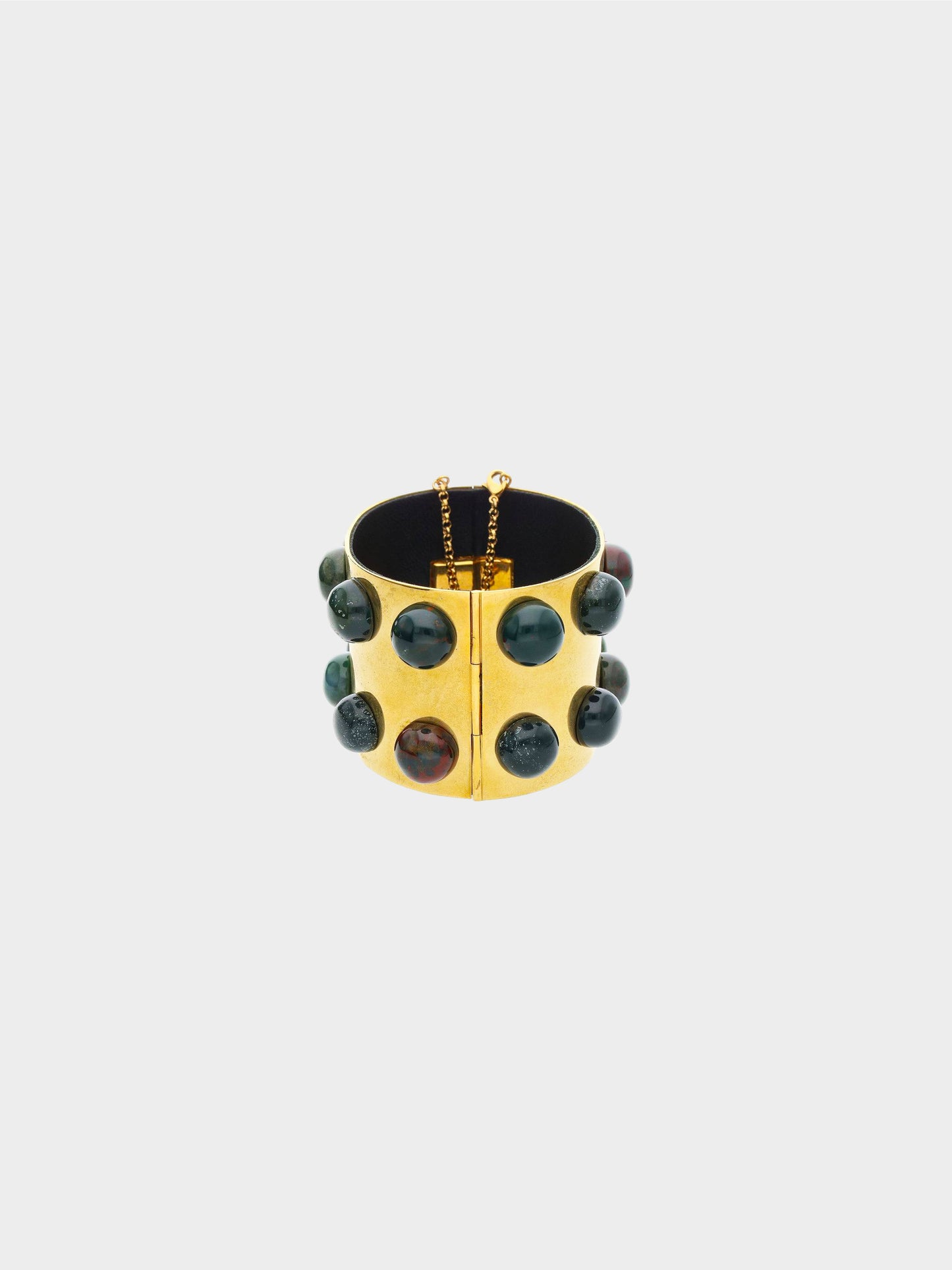 Céline 2010s Thick Gold Cuff Studded Bracelet