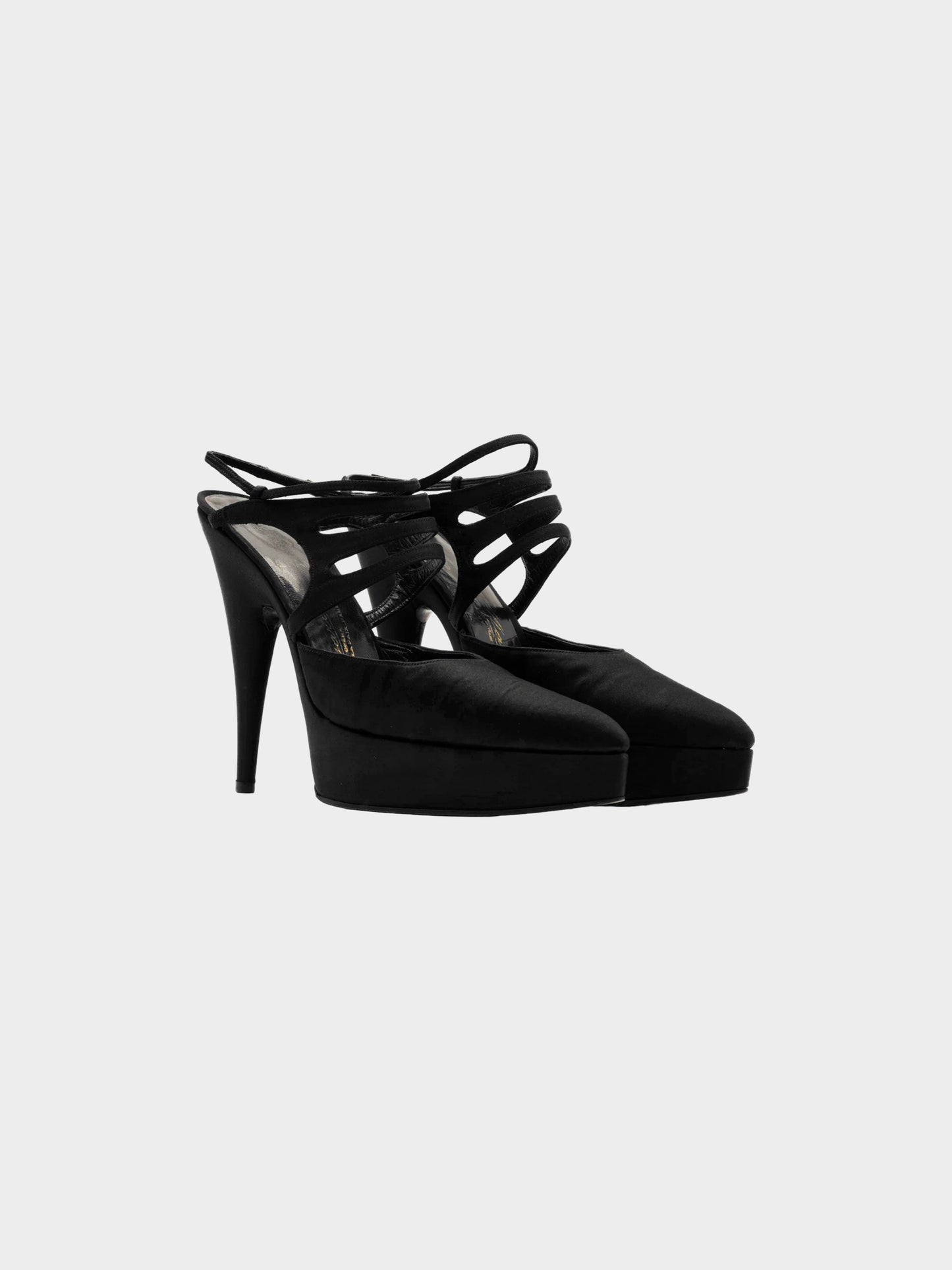 Chanel by Karl Lagerfeld SS 2002 Black Satin Massaro Pumps