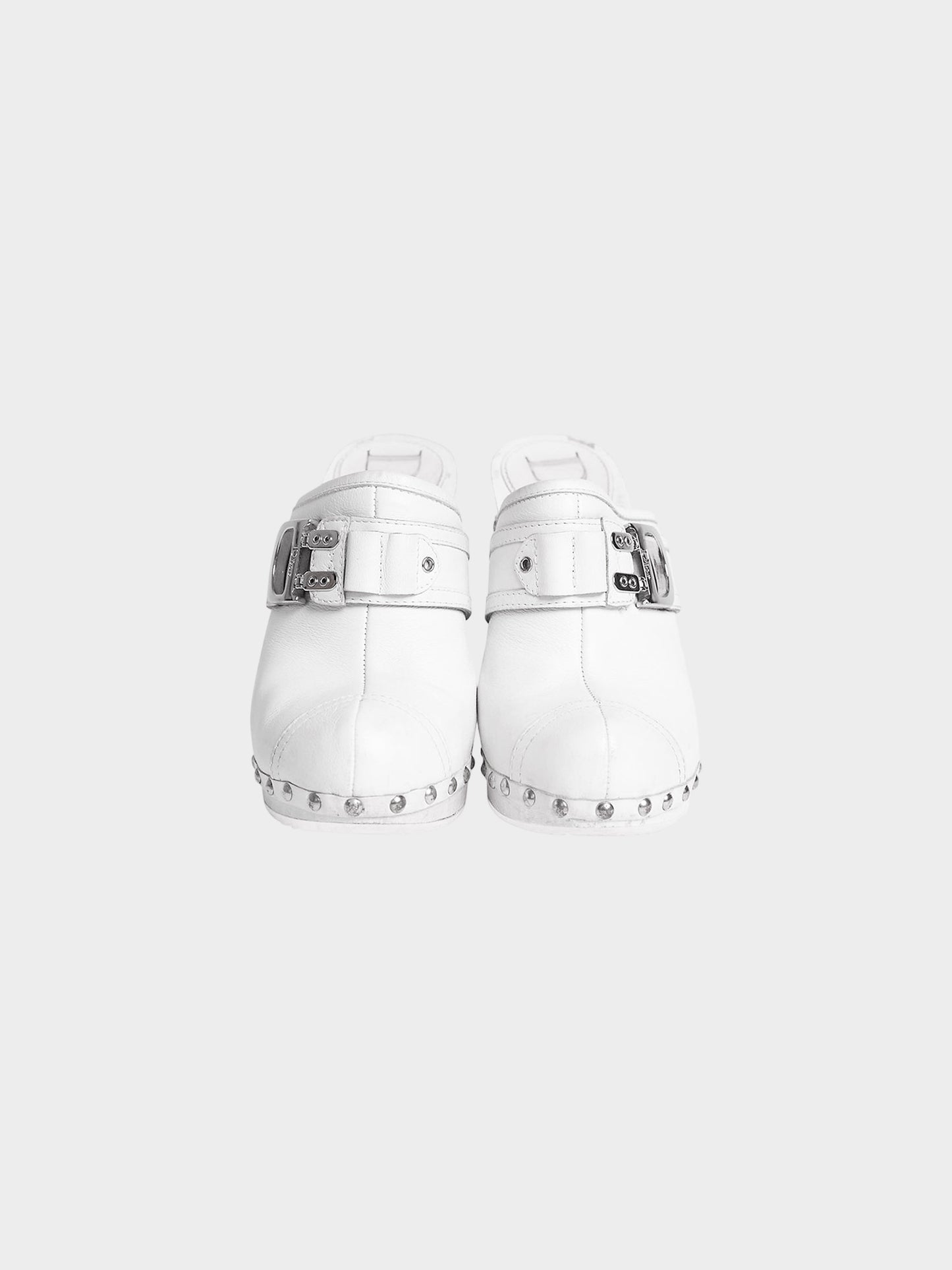 Christian Dior 2000s White Diorquake D-flight Leather Clogs