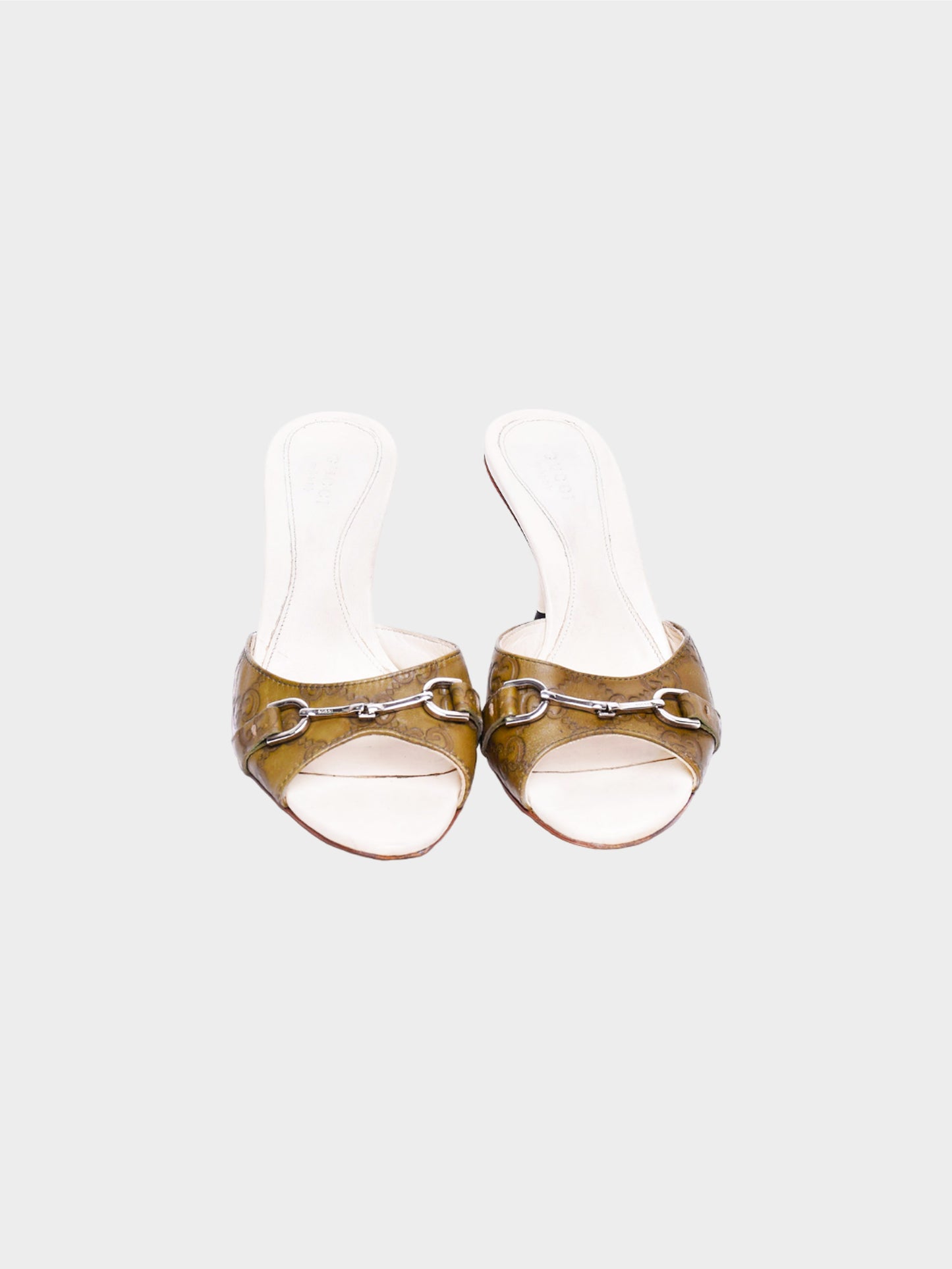 Gucci 2000s Olive Guccissima Leather Horsebit Heels