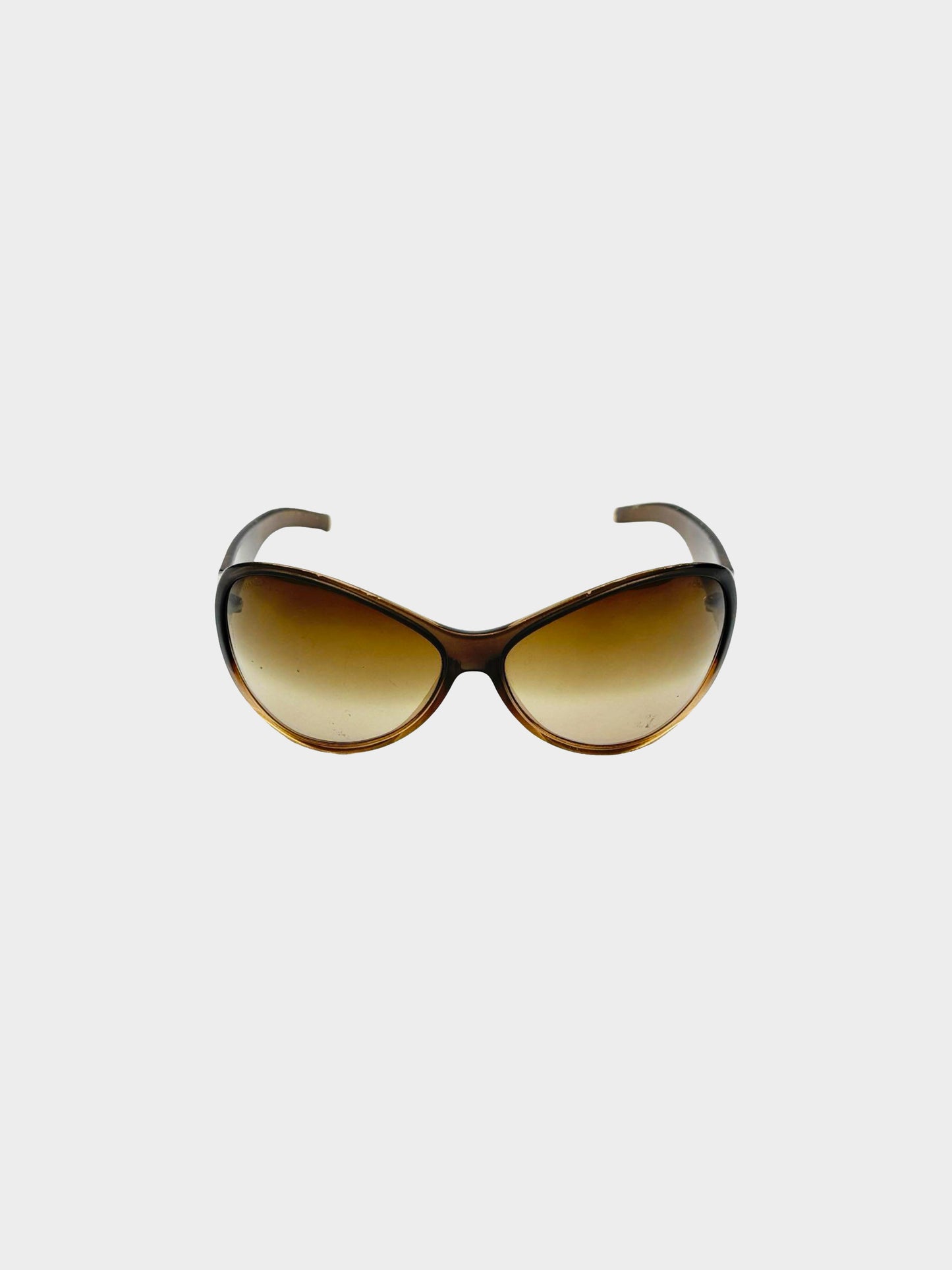 Chanel 1990s Brown CC Oval Sunglasses