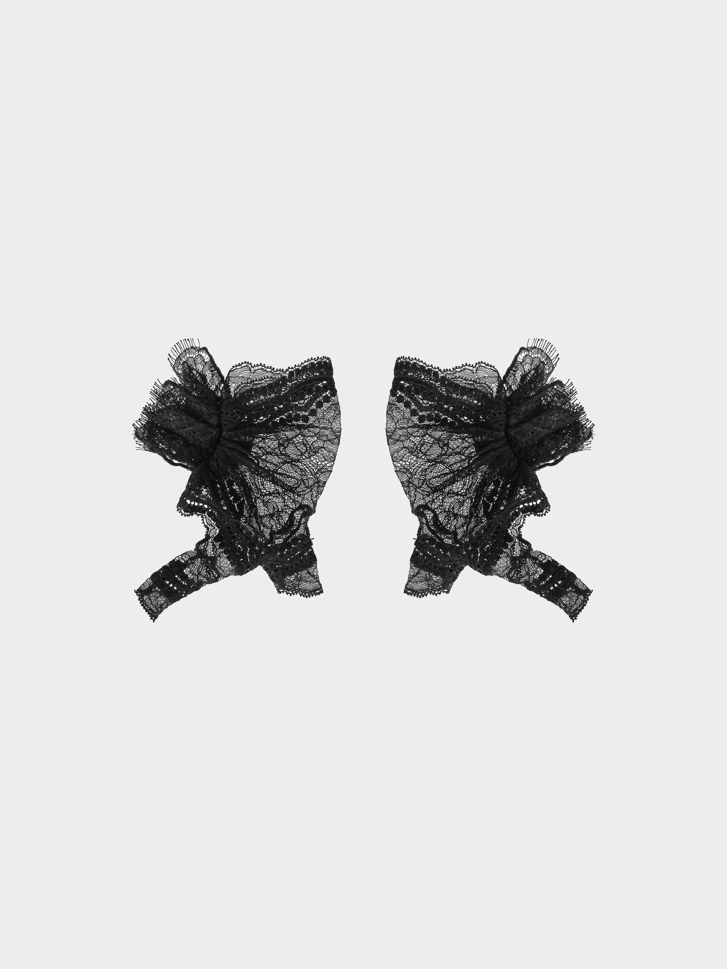 Chanel by Karl Lagerfeld Pre-Fall 2008 Black Lace Ruffled Fingerless Gloves