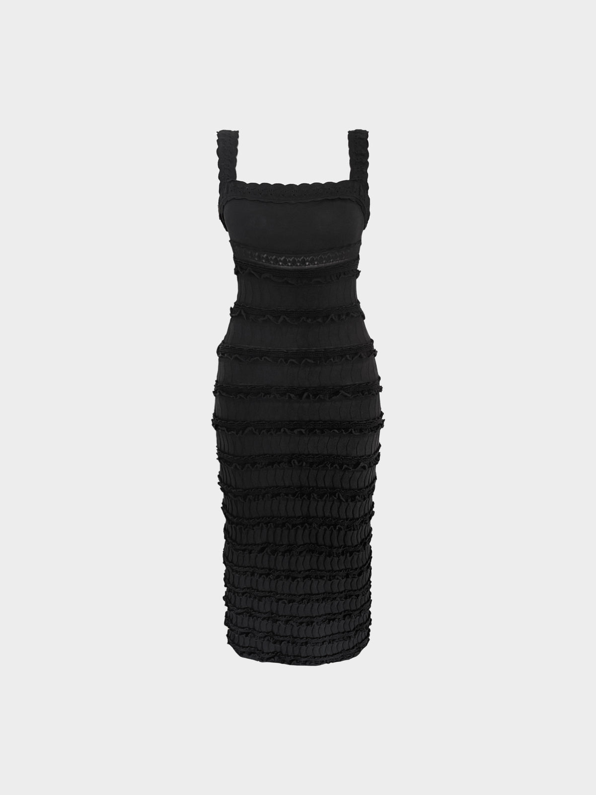 Azzedine Alaïa 1990s Black Cotton Cropped Jacket and Knitted Long Dress Set