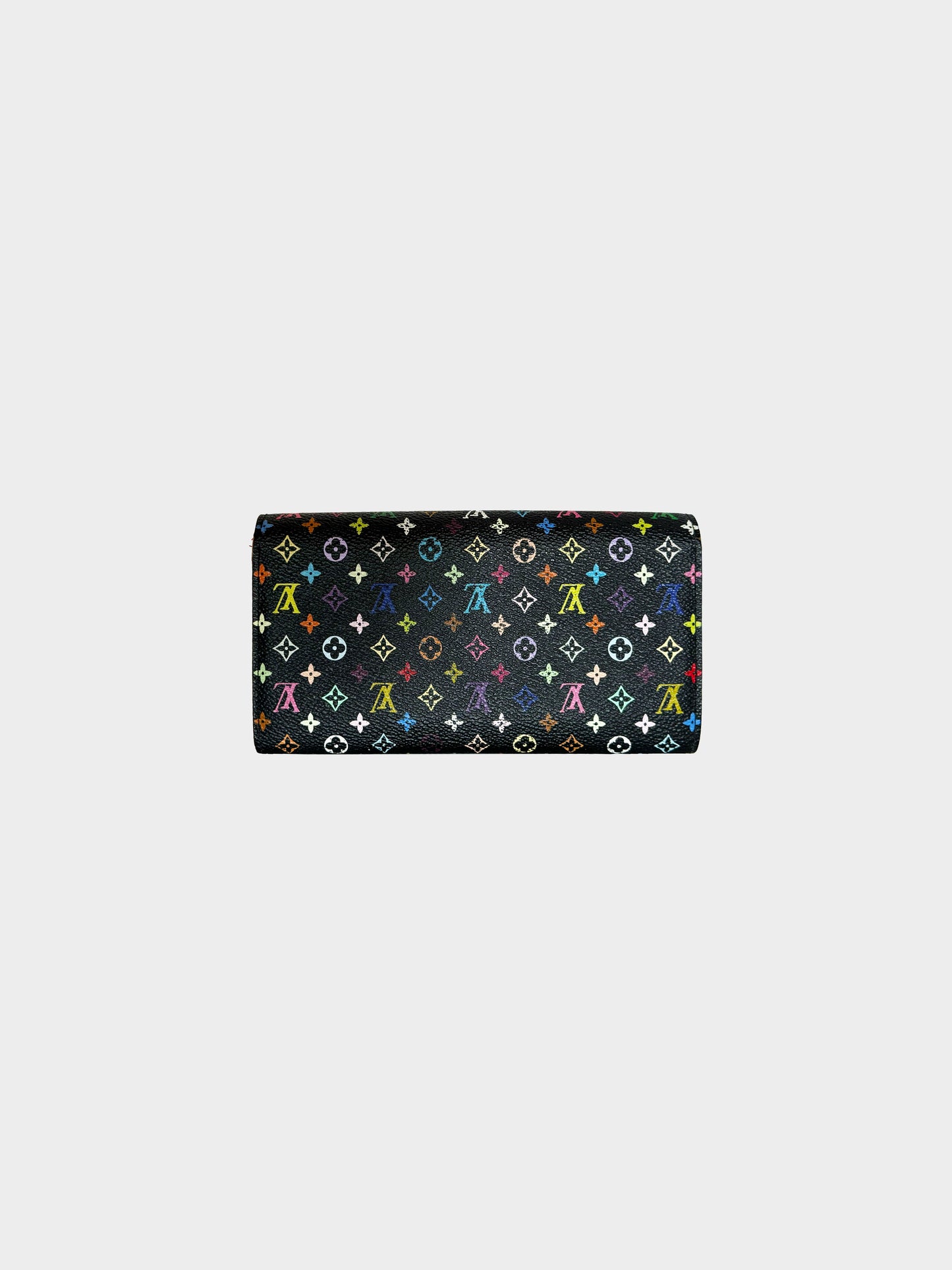 Louis Vuitton Early 2010s Black and Multicolor Murakami Long Wallet