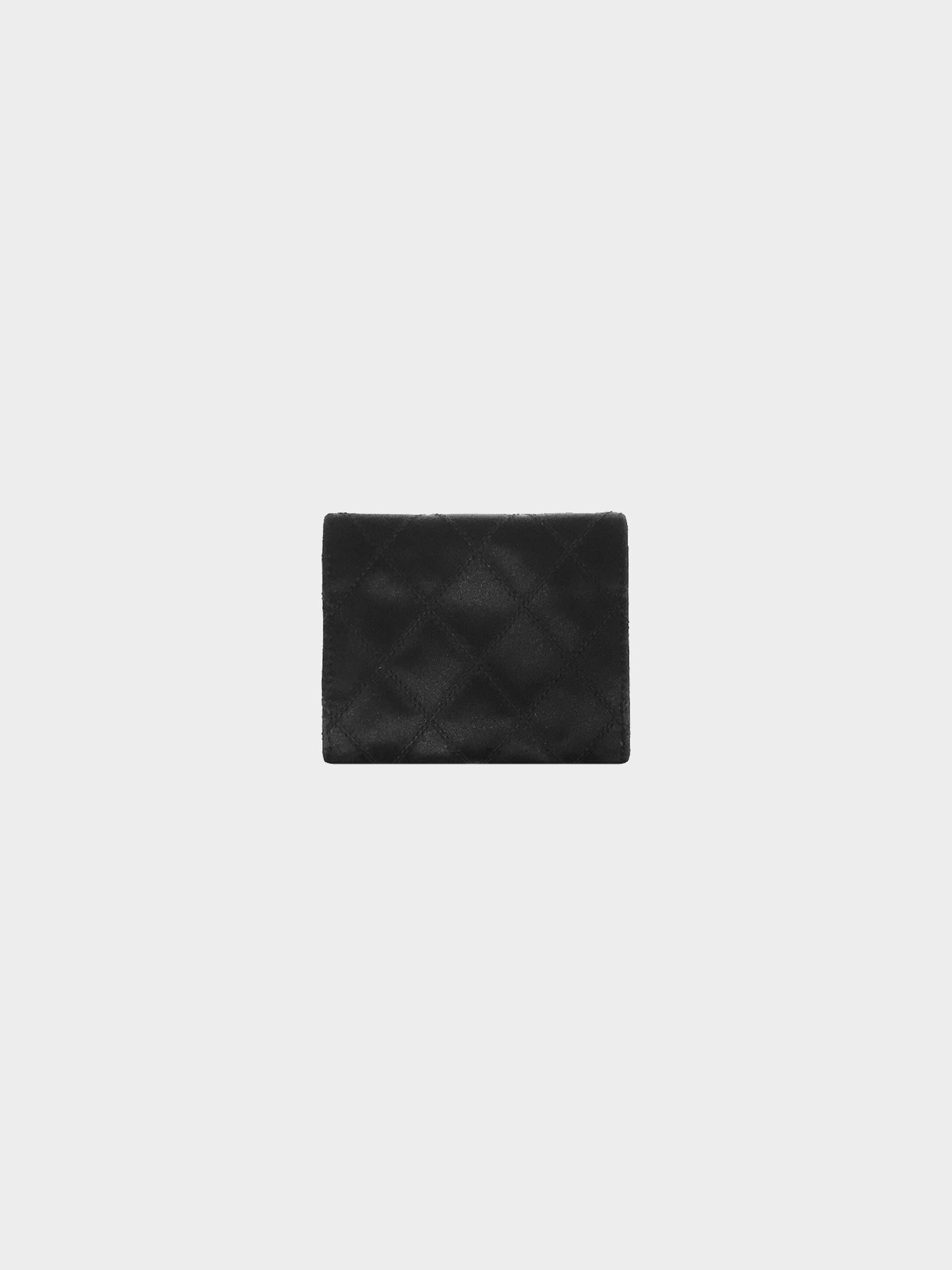 Chanel 1989-1991 Black Satin Quilted Coin Case